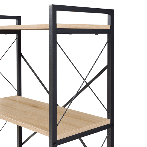 Estante de pé Skørping 4 prateleiras metal 125x65x30cm Preto  Efeito carvalho en.casa