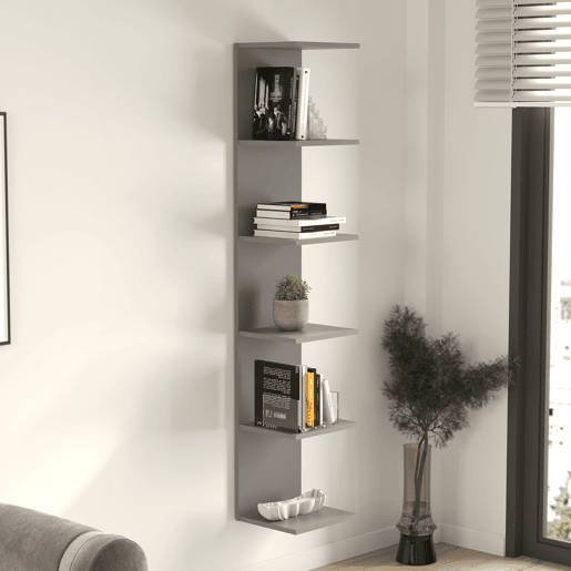 Estante de parede Surahammar 6 prateleiras 180x35x32 cm Cinzento en.casa
