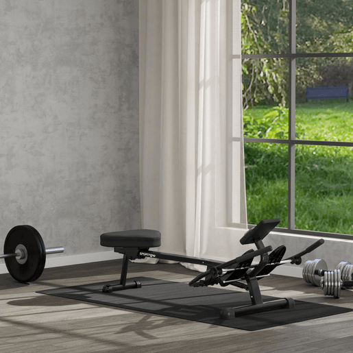SPORTNOW Máquina de Remo para Casa 12 Níveis de Resistência Hidráulica Máquina de Remo com Ecrã LCD para Treino de Fitness em Casa ou Ginásio Capacidade 130 kg Preto