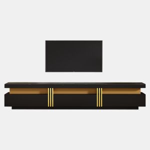 Móvel de TV 200 cm de painel de partículas com 3 gavetas,preto