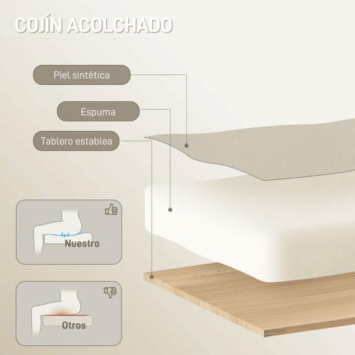 HOMCOM Cadeira de Escritório com Apoio para os Pés Giratória Cadeira para Secretária com Encosto Reclinável Acolchoado Duplo Espesso Revestida em Couro Sintético e Altura Ajustável 66x72x113-121 cm Bege