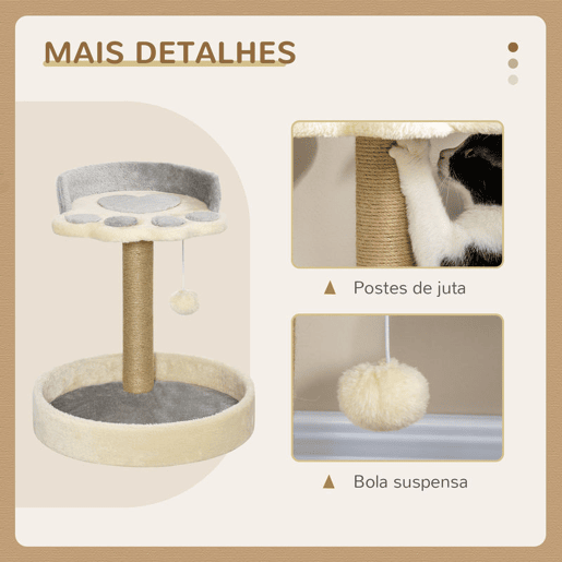 PawHut Arranhador para Gatos Altura 44 cm Torre de Escalada com 2 Camas Poste de Juta Brinquedo Pendurado Ø41x44 cm Cinza Claro PawHut Arranhador para Gatos Altura 44 cm Torre de Escalada com 2 Camas Poste de Juta Brinquedo Pendurado Ø41x44 cm Cinza Claro