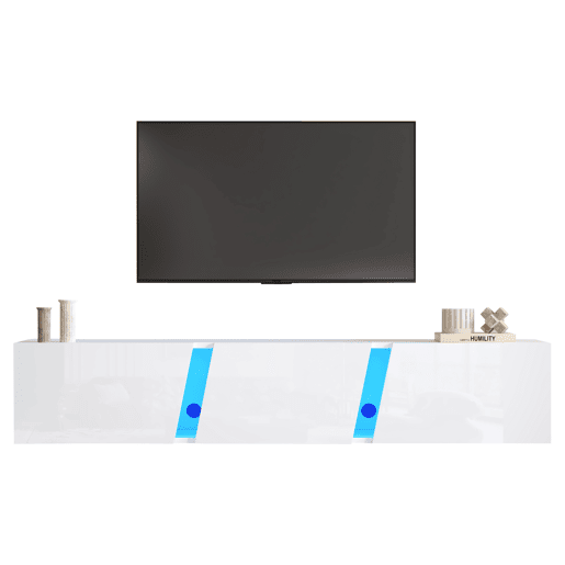 Móvel de TV de parede 180 cm de painel de partículas com 3 portas e luz led,branco