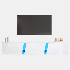 Móvel de TV de parede 180 cm de painel de partículas com 3 portas e luz led,branco