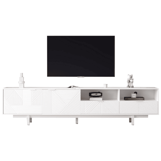Móvel de TV 200 cm de painel de partículas com 2 portas e 2 gavetas,branco