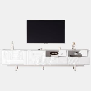 Móvel de TV 200 cm de painel de partículas com 2 portas e 2 gavetas,branco