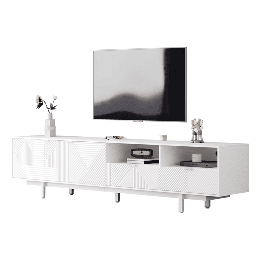 Móvel de TV 200 cm de painel de partículas com 2 portas e 2 gavetas,branco