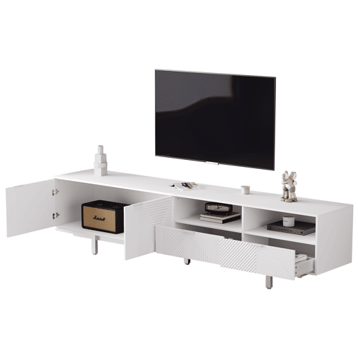 Móvel de TV 200 cm de painel de partículas com 2 portas e 2 gavetas,branco