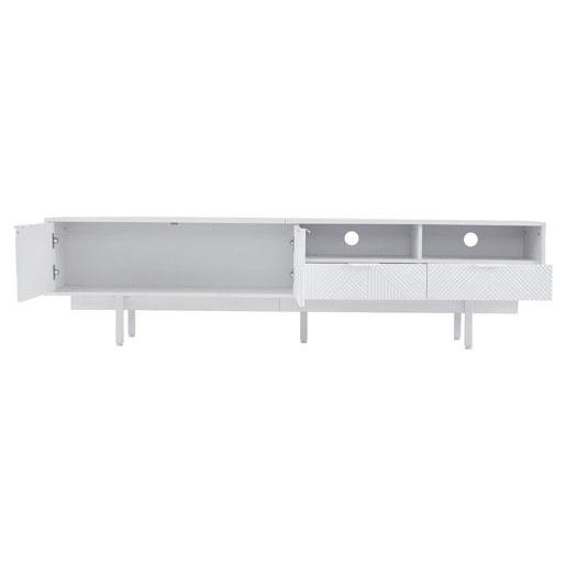 Móvel de TV 200 cm de painel de partículas com 2 portas e 2 gavetas,branco