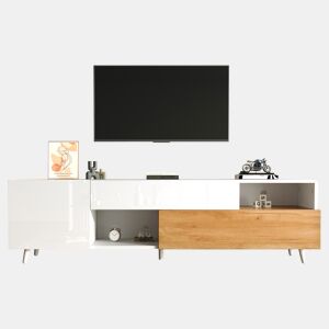 Móvel de TV 120 cm de painel de partículas com 2 portas e 1 gavetae,branco+natural