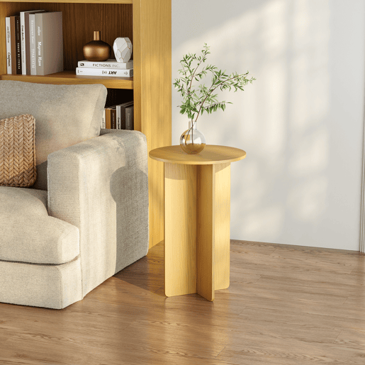 Mesa de apoio Vappevn redonda 60xØ40 cm Aspeto carvalho en.casa
