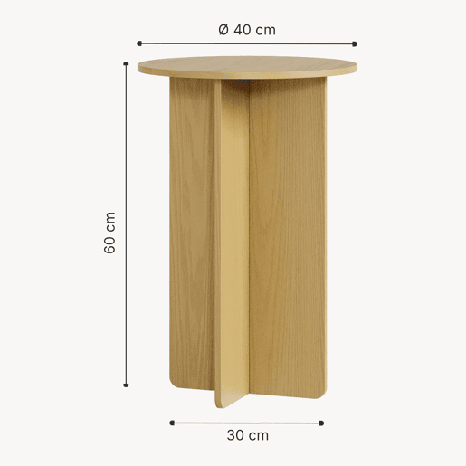 Mesa de apoio Vappevn redonda 60xØ40 cm Aspeto carvalho en.casa