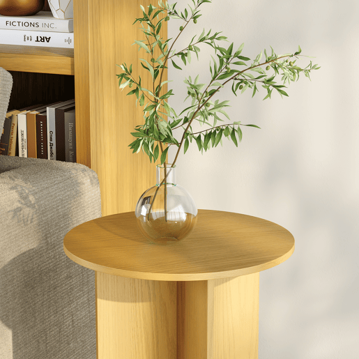 Mesa de apoio Vappevn redonda 60xØ40 cm Aspeto carvalho en.casa