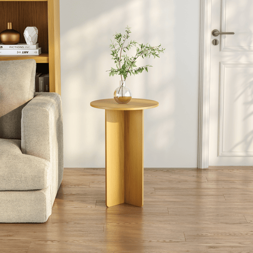 Mesa de apoio Vappevn redonda 60xØ40 cm Aspeto carvalho en.casa