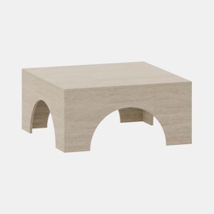 Mesa de centro Vivatka quadrado 80x80x37 cm Travertino en.casa