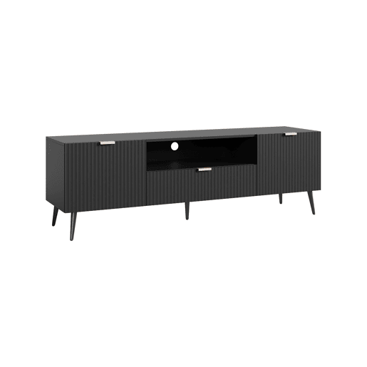 Mesa TV Nand com gaveta e 2 portas 160x40x51 cm preto en.casa