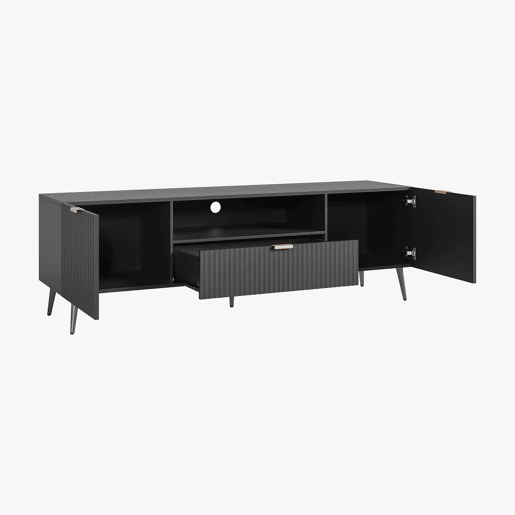 Mesa TV Nand com gaveta e 2 portas 160x40x51 cm preto en.casa