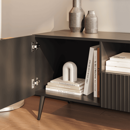 Mesa TV Nand com gaveta e 2 portas 160x40x51 cm preto en.casa