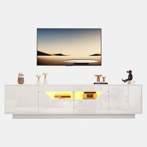 Móvel de TV 180 cm de painel de partículas com 2 portas,2 gavetas e luz led,branco