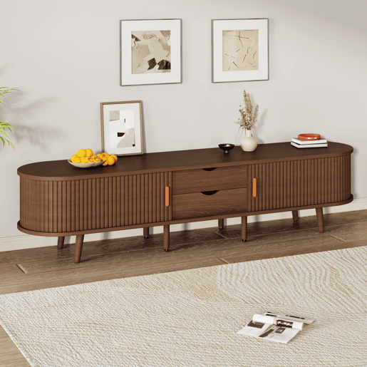 Móvel de TV 175 cm de mdf com 2 portas e 2 gavetas,noz Móvel de TV 175 cm de mdf com 2 portas e 2 gavetas,noz