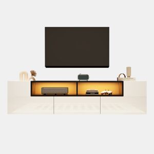 Móvel de TV 180 cm de painel de partículas com 2 portas,1 gaveta e luz led,branco