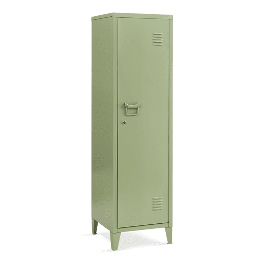 Cacifo individual Kurikka com 2 prateleiras metal 137x38x38 cm Verde oliva en.casa
