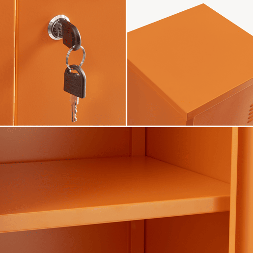 Cacifo individual Kurikka com 2 prateleiras metal 137x38x38 cm Laranja en.casa