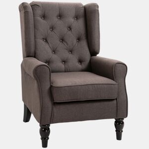 HOMCOM Poltrona de Sala de Estar Poltrona Moderna para Dormitório com Pés de Madeira Poltrona Individual Carga 160 kg para Escritório 74x86x102 cm Marrom