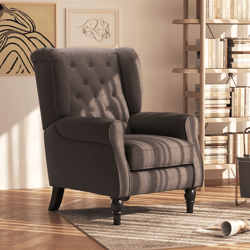 HOMCOM Poltrona de Sala de Estar Poltrona Moderna para Dormitório com Pés de Madeira Poltrona Individual Carga 160 kg para Escritório 74x86x102 cm Marrom