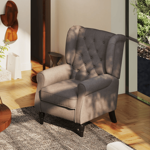 HOMCOM Poltrona de Sala de Estar Poltrona Moderna para Dormitório com Pés de Madeira Poltrona Individual Carga 160 kg para Escritório 74x86x102 cm Marrom