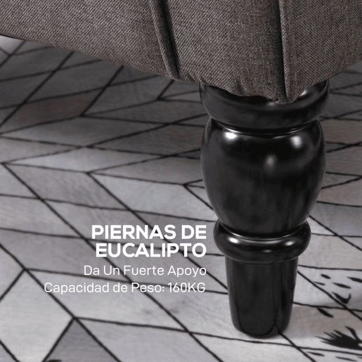 HOMCOM Poltrona de Sala de Estar Poltrona Moderna para Dormitório com Pés de Madeira Poltrona Individual Carga 160 kg para Escritório 74x86x102 cm Marrom