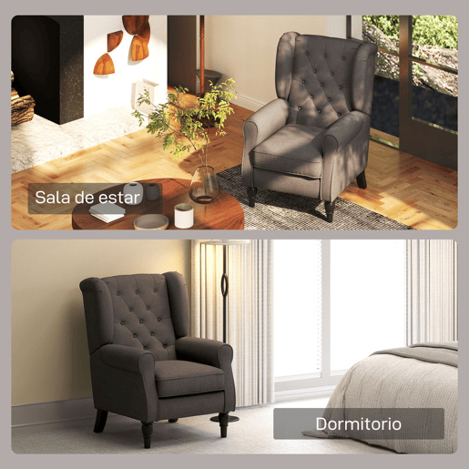HOMCOM Poltrona de Sala de Estar Poltrona Moderna para Dormitório com Pés de Madeira Poltrona Individual Carga 160 kg para Escritório 74x86x102 cm Marrom