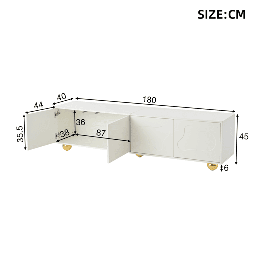 Móvel de TV 180 cm de painel de partículas com 4 portas,branco