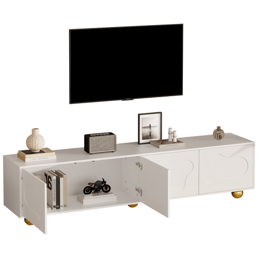 Móvel de TV 180 cm de painel de partículas com 4 portas,branco