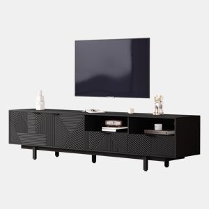 Móvel de TV 200 cm de painel de partículas com 2 portas e 2 gavetas,preto