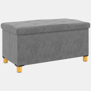 HOMCOM Banco de Armazenamento Dobrável Puff de Armazenamento Capacidade de 67 L Estofado em Veludo Baú de Armazenamento Quarto Carga 120 kg para Sala de Estar Entrada 76x38x38 cm Cinza