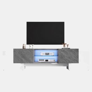 Móvel de TV 180 cm de mdf com 4 portas e luz led,branco+gris