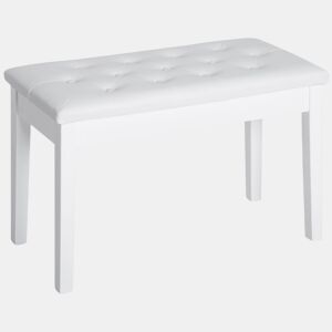 HOMCOM Banco de Piano Banco para Piano com Espaço de Armazenamento Assento de Couro Sintético Acolchoado Carga Máxima 200 kg 76x36x50 cm Branco