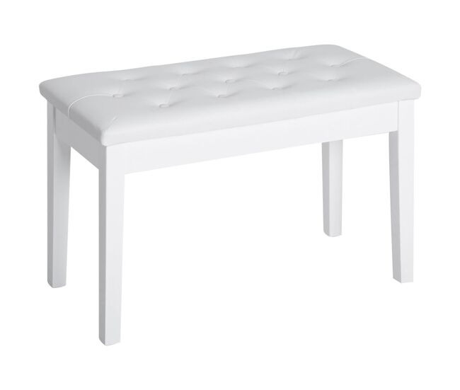 Homcom banco de piano con almacenamiento, banqueta de piano con asiento de cuero sintético, patas de madera, carga máxima 200 kg, 76x36x50 cm, blanco