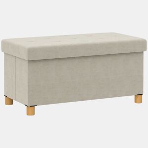 HOMCOM Banco de Armazenamento Dobrável Puff de Armazenamento Capacidade de 67 L Estofado em Veludo Baú de Armazenamento Quarto Carga 120 kg para Sala de Estar Entrada 76x38x38 cm Creme