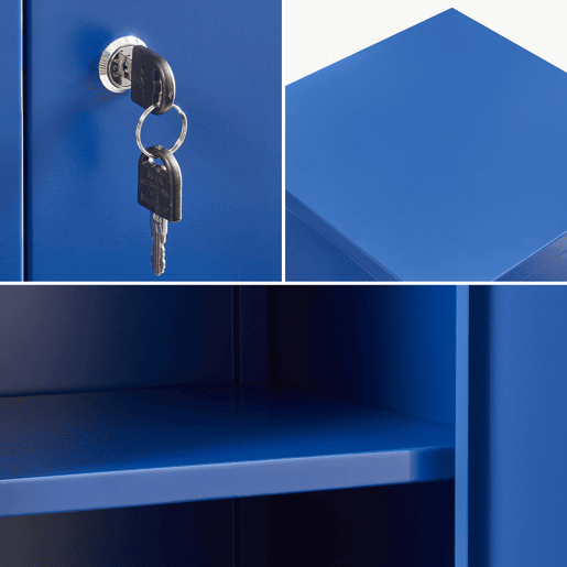 Cacifo individual Kurikka com 2 prateleiras metal 137x38x38 cm Azul en.casa