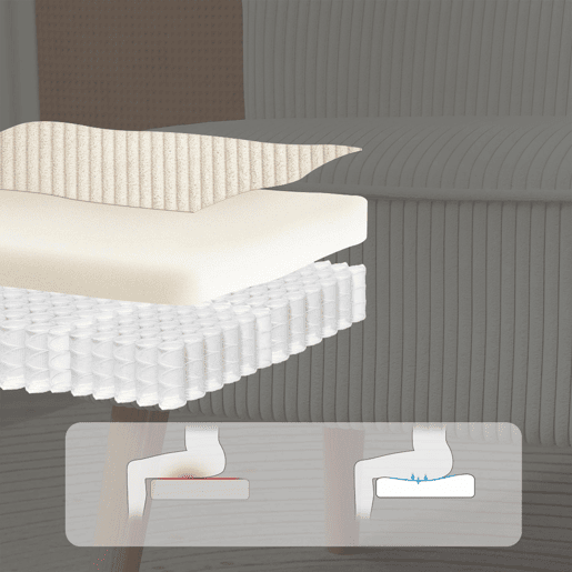 Sofá 2 Lugares Sem Braços Estofado Em Tecido De Canelado Bege Com Espuma E Molas Ensacadas, Pés De Madeira Natural, Design Moderno E Confortável Ideal Para Sala Ou Quarto