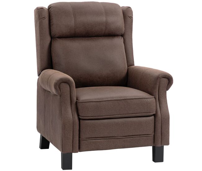 Homcom sillón relax reclinable manual, sillón relax de cuero sintético con apertura push, reposapiés, respaldo alto, acolchado grueso, butaca