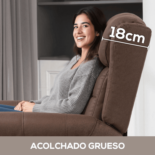HOMCOM Poltrona Reclinável Manual Poltrona de Couro Sintético com Apoio para os Pés Encosto Alto Acolchoamento Espesso até 135º para Sala Quarto 84x85x104 cm Marrom