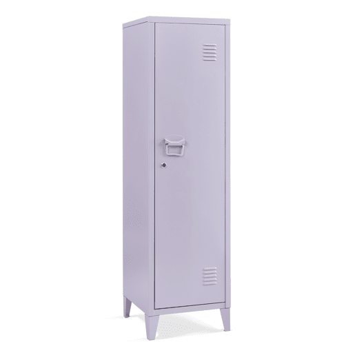Cacifo individual Kurikka com 2 prateleiras metal 137x38x38 cm Roxo claro en.casa