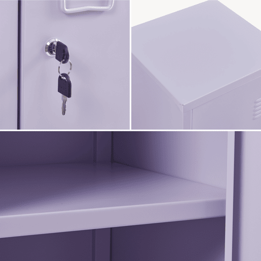 Cacifo individual Kurikka com 2 prateleiras metal 137x38x38 cm Roxo claro en.casa