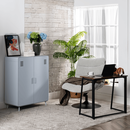 Cadeira De Escritório Ergonómica Giratória Com Altura Ajustável E Encosto Reclinável Em Tecido Cinza, Cadeira Confortável Para Home Office E Estudo Com Base Metálica Estável