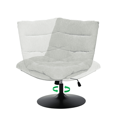 Cadeira De Escritório Ergonómica Giratória Com Altura Ajustável E Encosto Reclinável Em Tecido Cinza, Cadeira Confortável Para Home Office E Estudo Com Base Metálica Estável