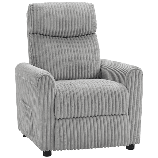 HOMCOM Poltrona Relax Reclinável Poltrona Reclinável Manual Estofada em Veludo Instalação Rápida Apoio para Pés Acolchoamento Grosso Para Sala de Estar Quarto Escritório 73x86x100 cm Cinza