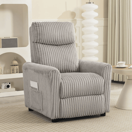 HOMCOM Poltrona Relax Reclinável Poltrona Reclinável Manual Estofada em Veludo Instalação Rápida Apoio para Pés Acolchoamento Grosso Para Sala de Estar Quarto Escritório 73x86x100 cm Cinza